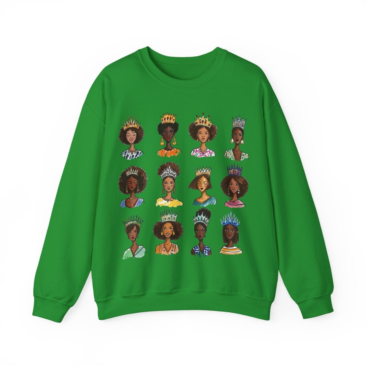 Crowned Queens Crewneck Sweatshirt - Afrocentric Art by The Trini Gee