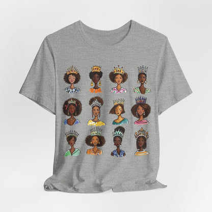 Crowned Queens T-Shirt - Afrocentric Art by The Trini Gee