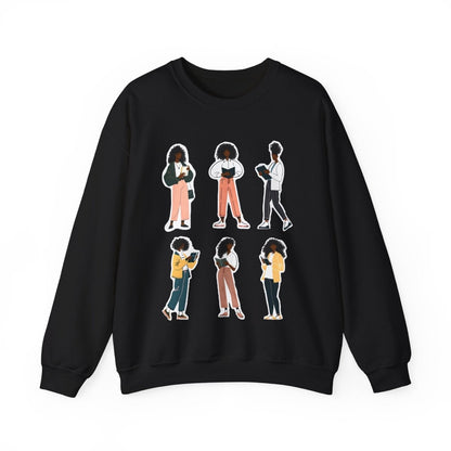 Curly Readers Sweatshirt - Afrocentric Art by The Trini Gee