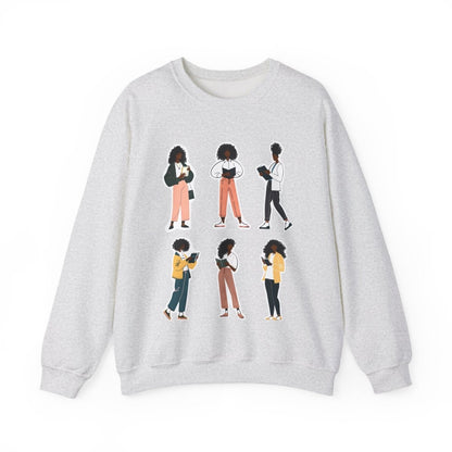 Curly Readers Sweatshirt - Afrocentric Art by The Trini Gee
