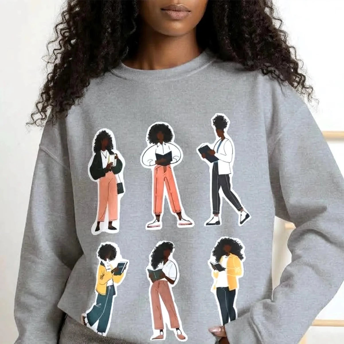 Curly Readers Sweatshirt - Afrocentric Art by The Trini Gee