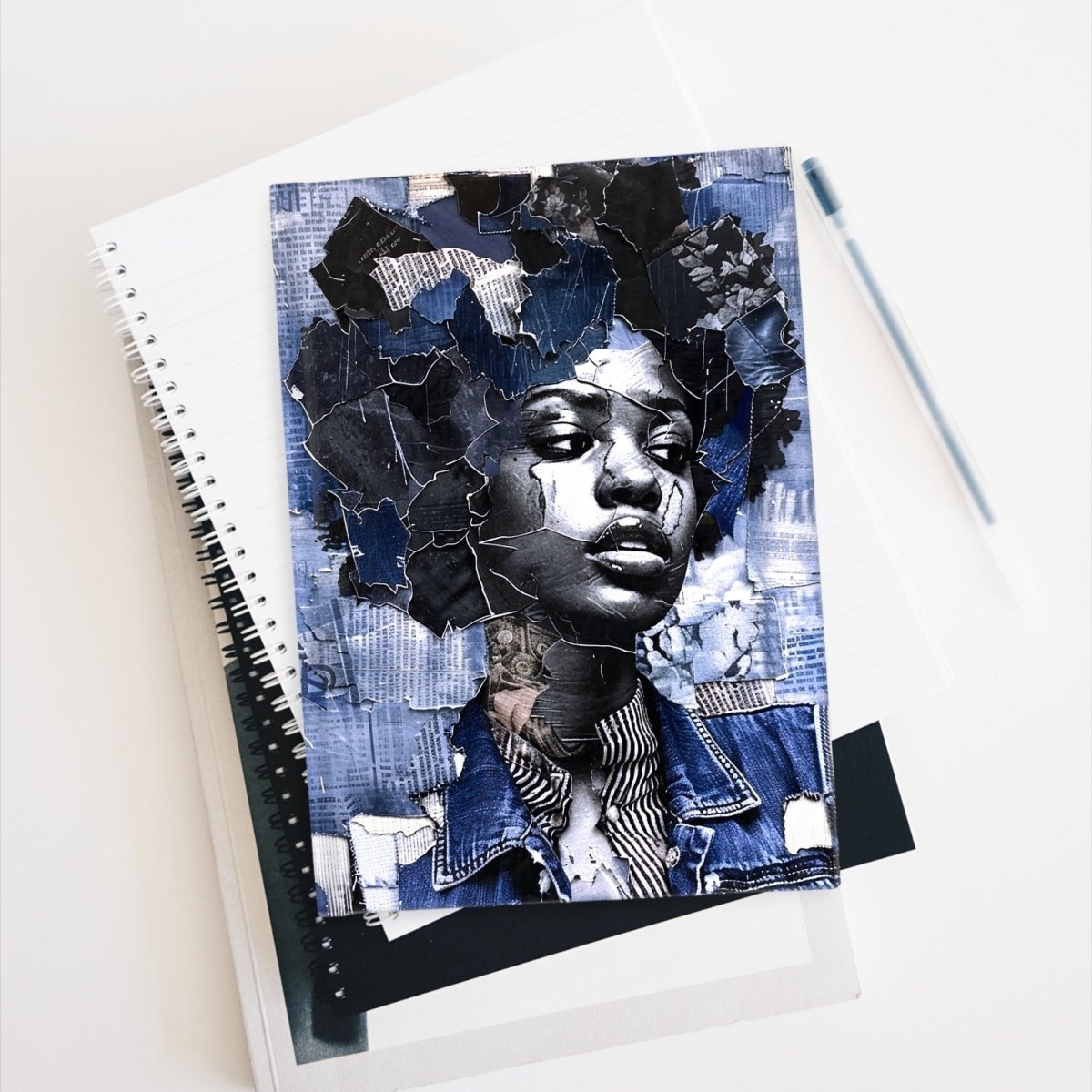 Denim Girl Journal - Afrocentric Art by The Trini Gee