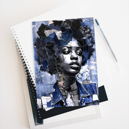 Denim Girl Journal - Afrocentric Art by The Trini Gee