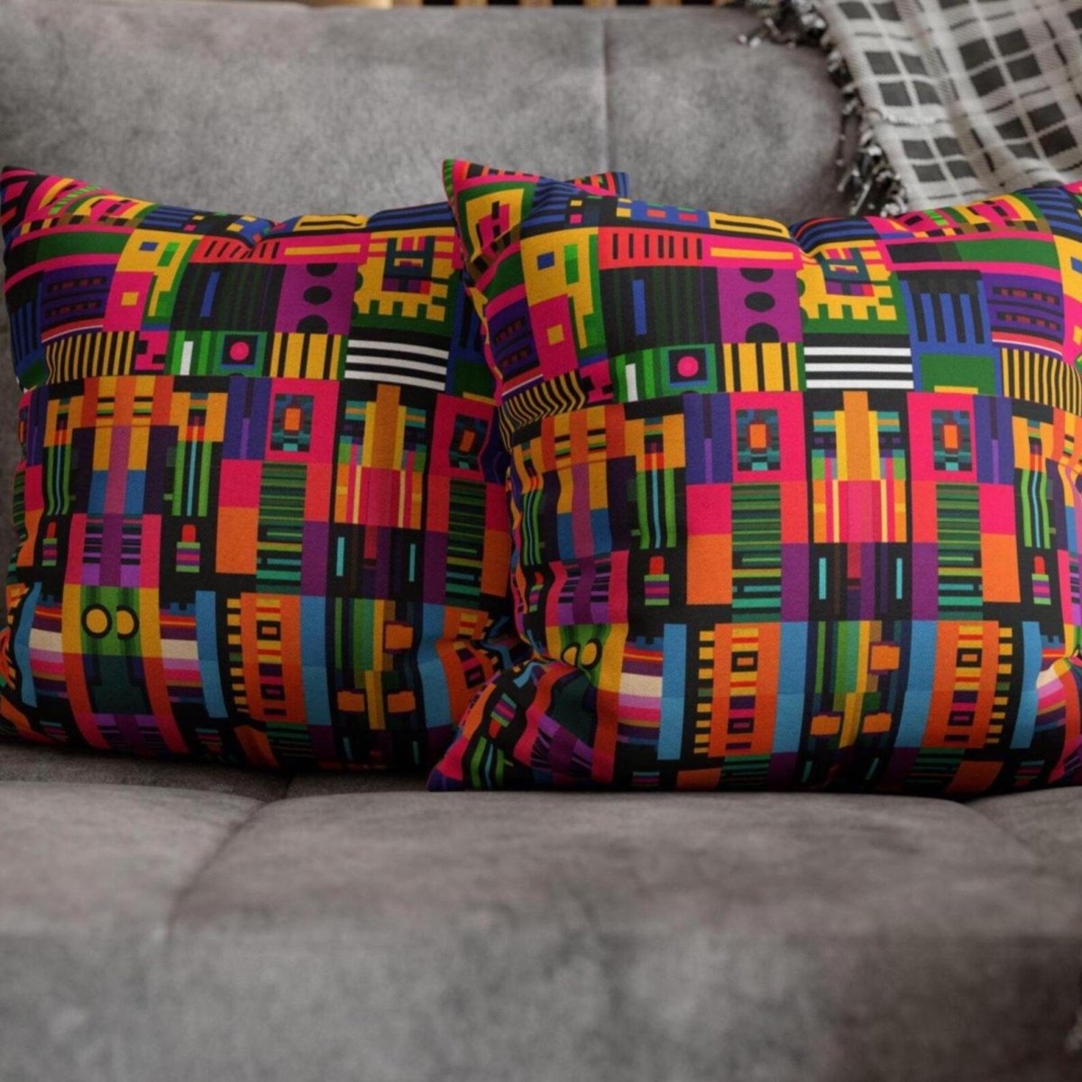Digital Kente Throw Pillow - Afrocentric Art by The Trini Gee