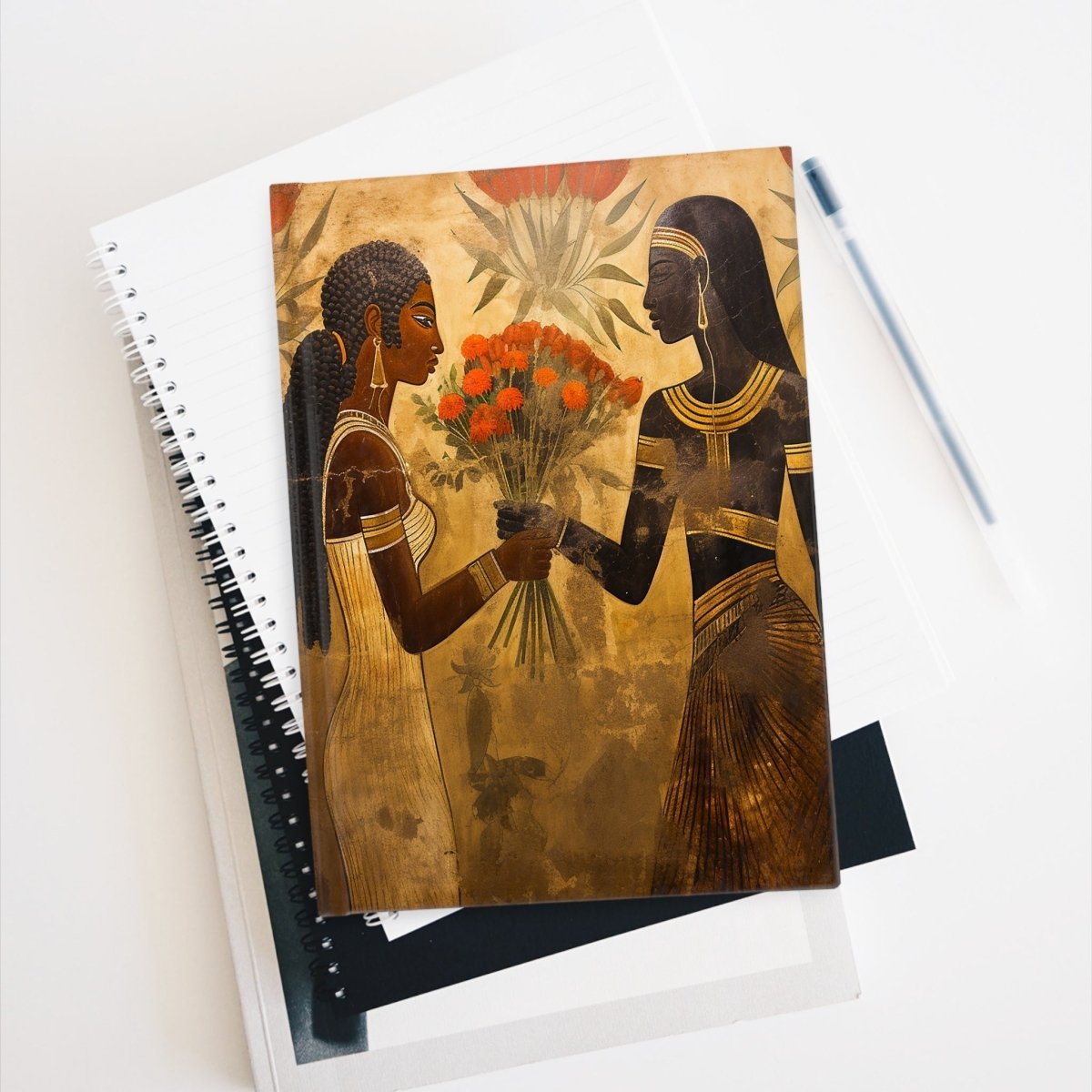 Egyptian Flowers Journal - Afrocentric Art by The Trini Gee