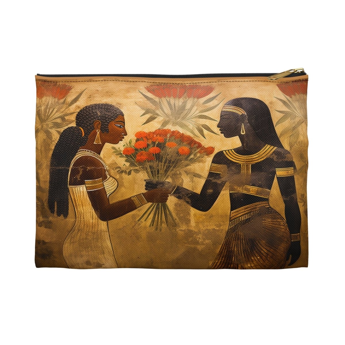 Egyptian Flowers Pouch - Afrocentric Art by The Trini Gee