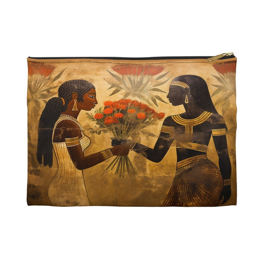 Egyptian Flowers Pouch - Afrocentric Art by The Trini Gee