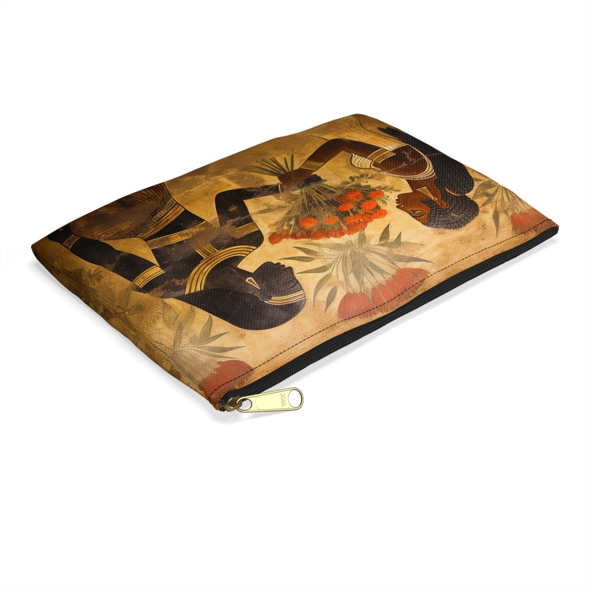 Egyptian Flowers Pouch - Afrocentric Art by The Trini Gee