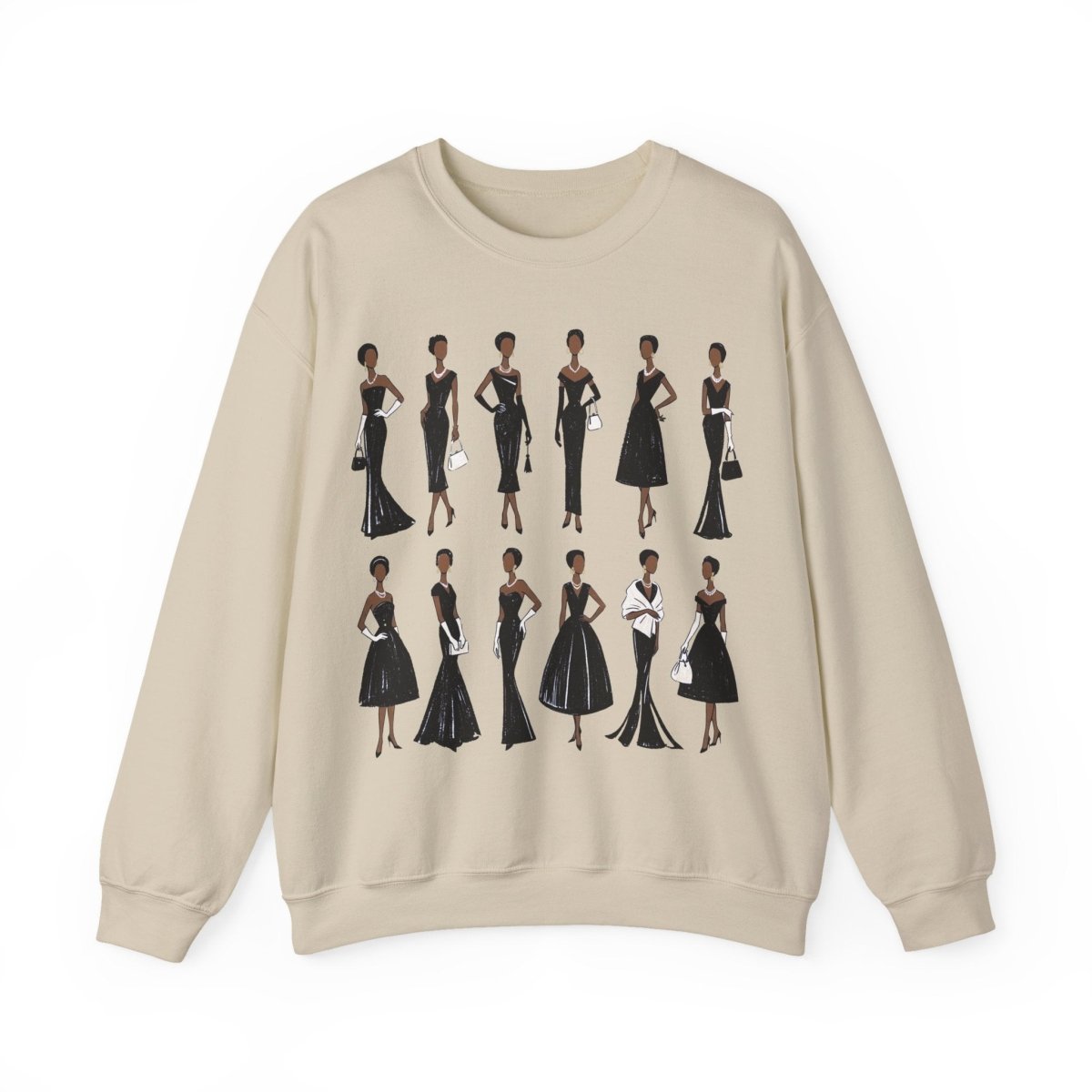 Elegant Black Fashion Sweatshirt - Afrocentric Art by The Trini Gee