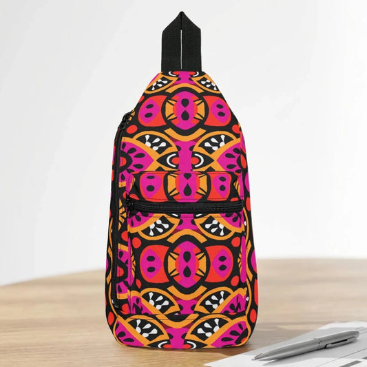 Ethnic Tribal Pattern Sling Bag - Afrocentric Art by The Trini Gee