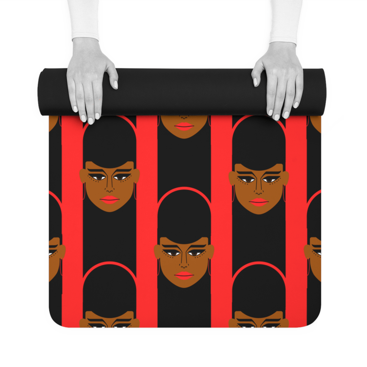 Face Pattern Yoga Mat - Afrocentric Art by The Trini Gee