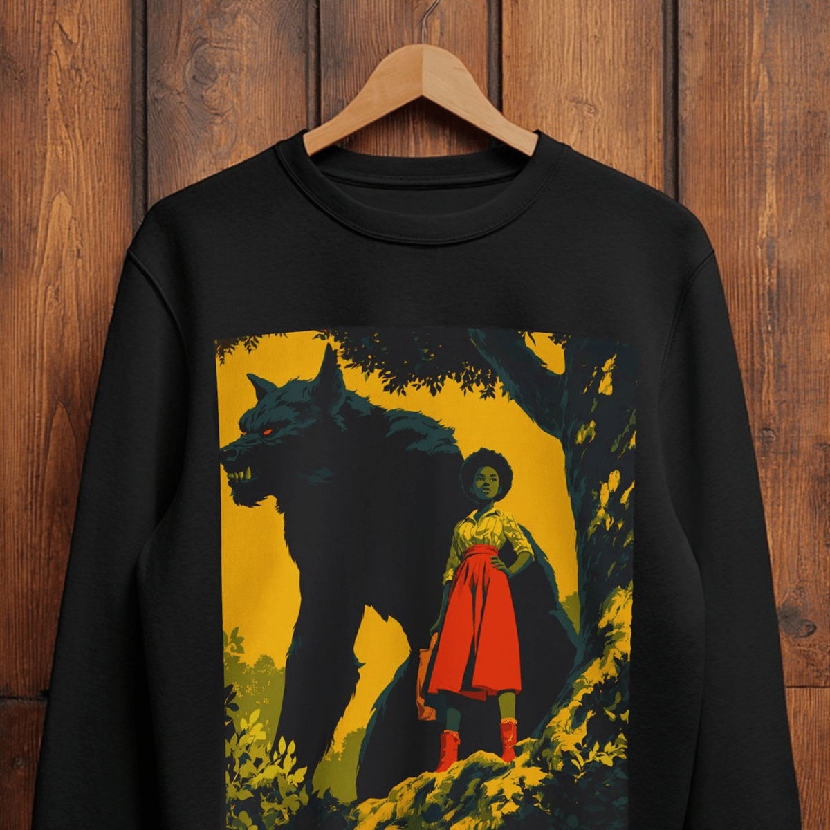 Fairytale Wolf Sweatshirt - Afrocentric Art by The Trini Gee