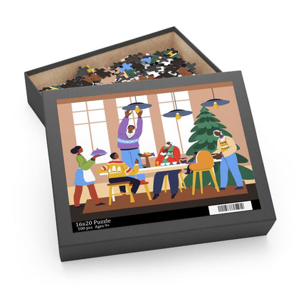 Family Dinner Puzzle - Afrocentric Art by The Trini Gee