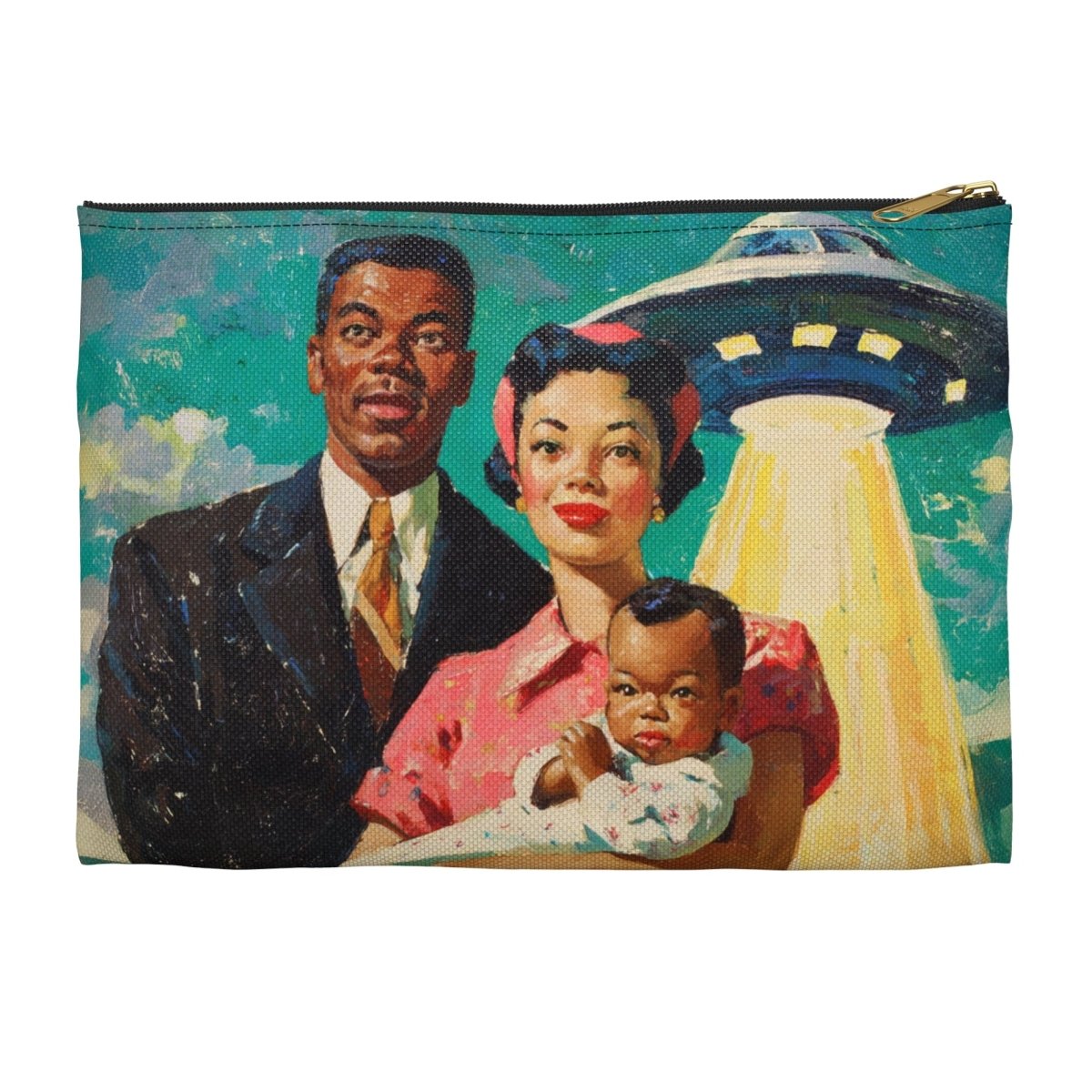 Black Family with UFO Accessory Pouch