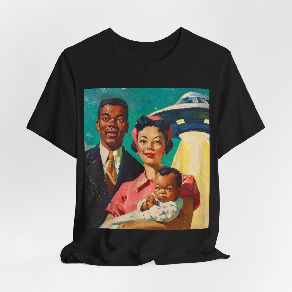 Family with UFO Shirt - Afrocentric Art by The Trini Gee