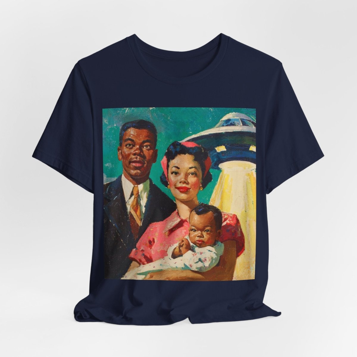 Family with UFO Shirt - Afrocentric Art by The Trini Gee
