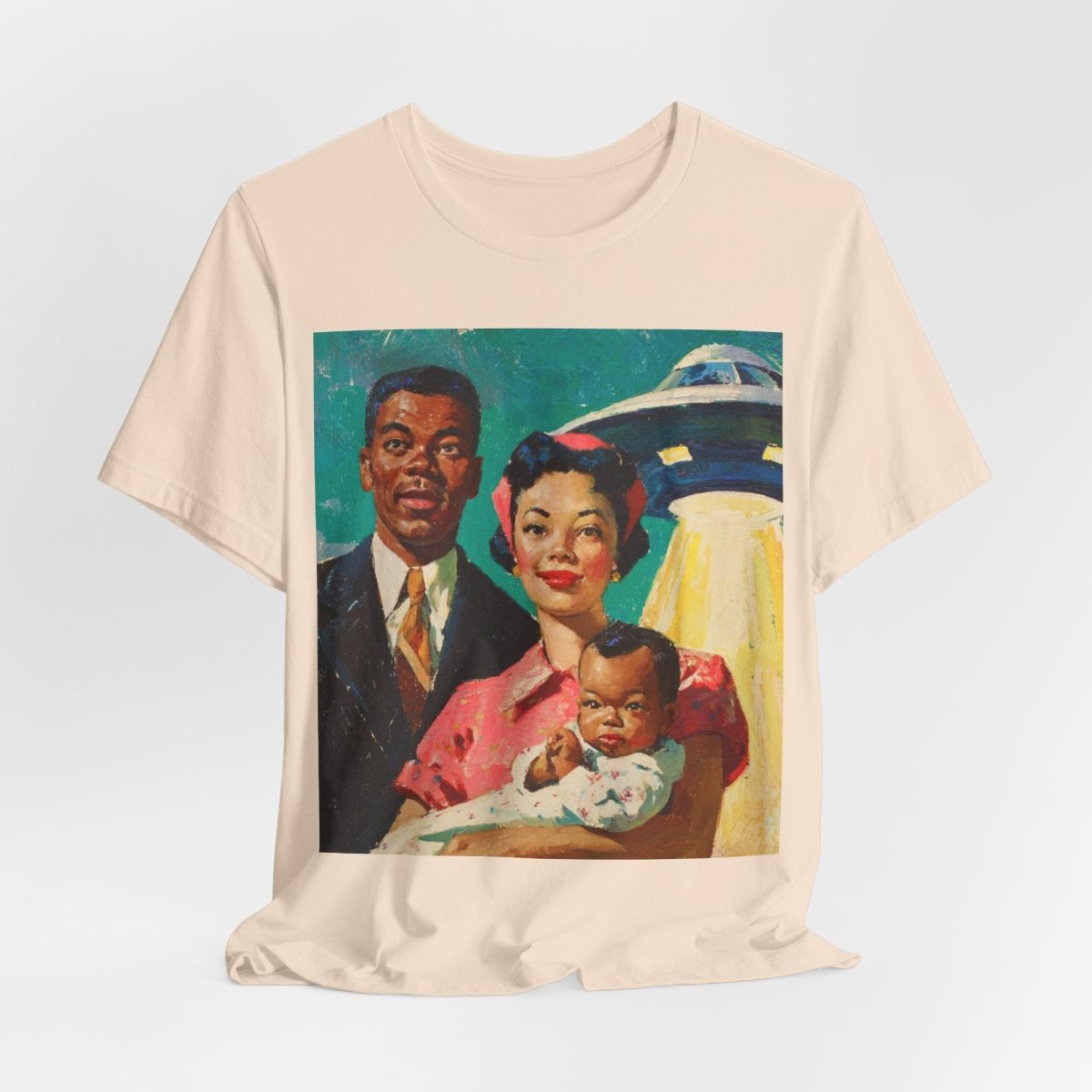 Family with UFO Shirt - Afrocentric Art by The Trini Gee
