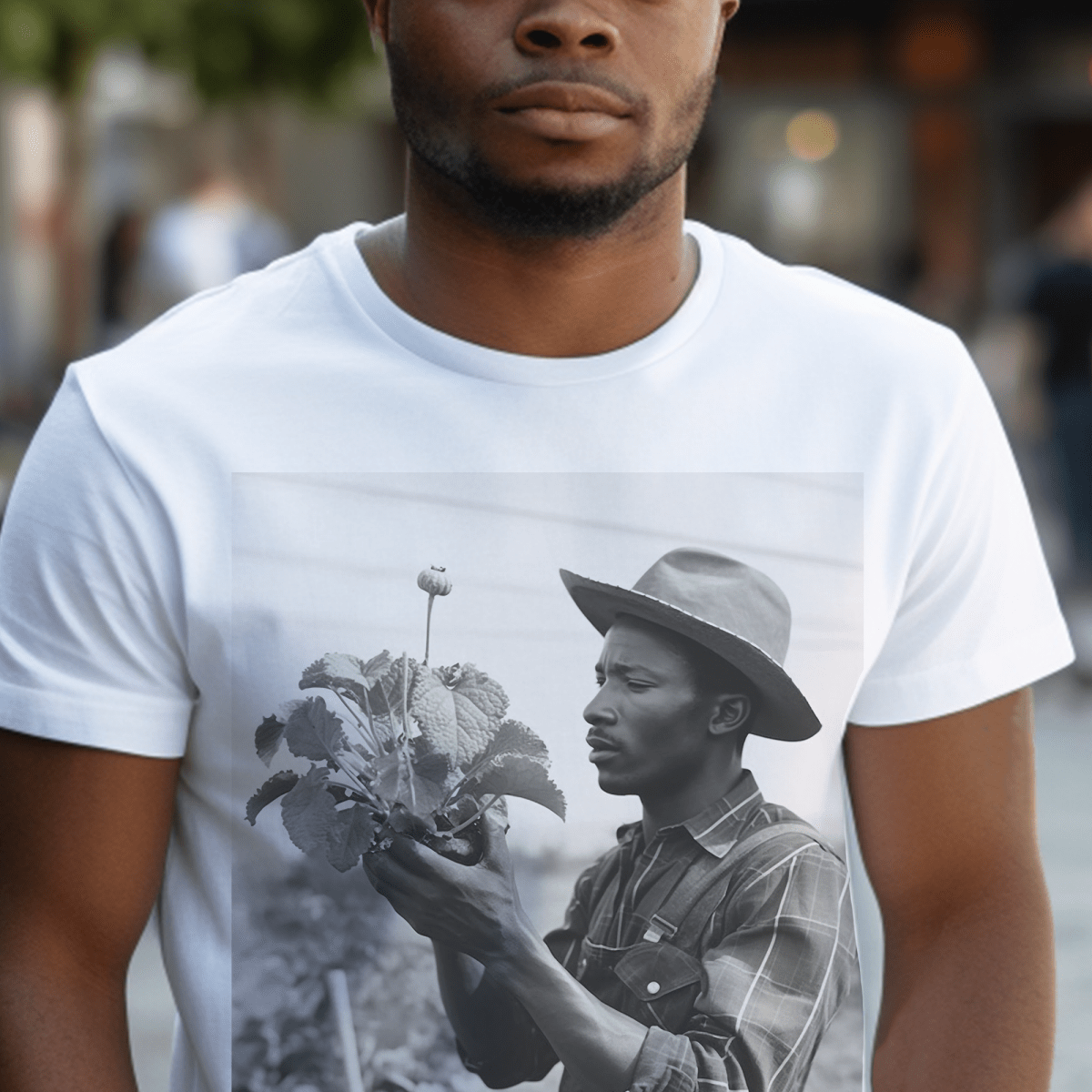 Farmer with Plant Shirt - Afrocentric Art by The Trini Gee