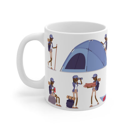Female Hiker Mug - Afrocentric Art by The Trini Gee