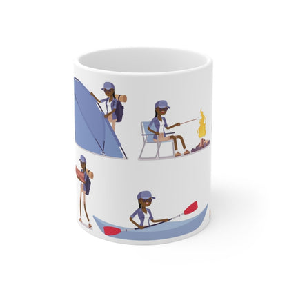 Female Hiker Mug - Afrocentric Art by The Trini Gee