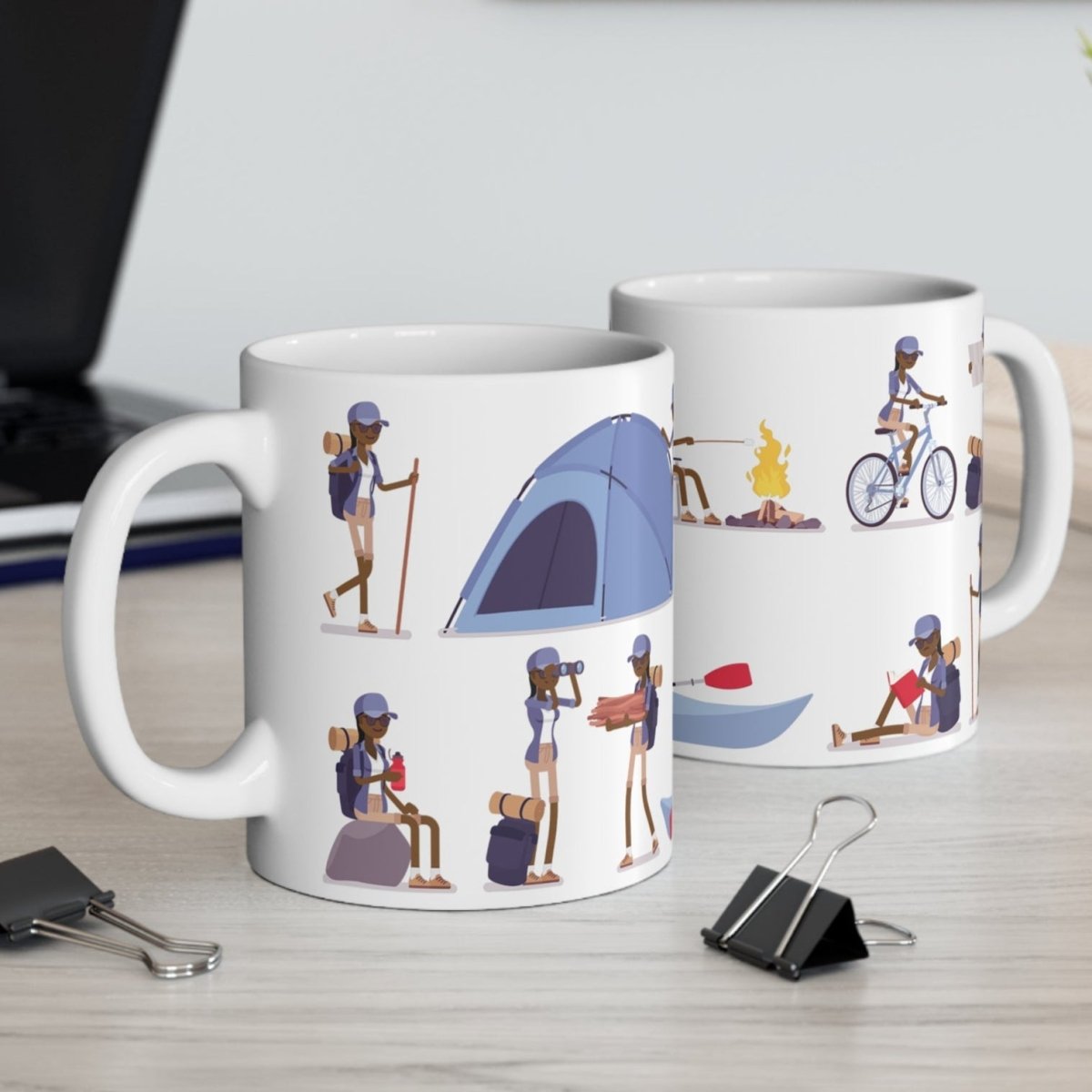 Female Hiker Mug - Afrocentric Art by The Trini Gee