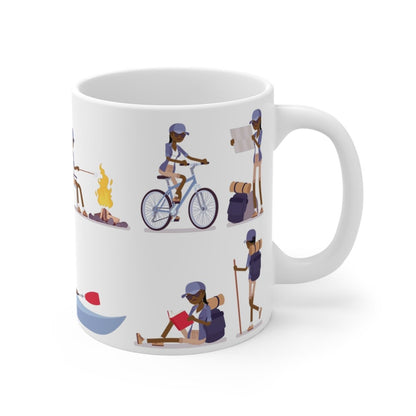 Female Hiker Mug - Afrocentric Art by The Trini Gee