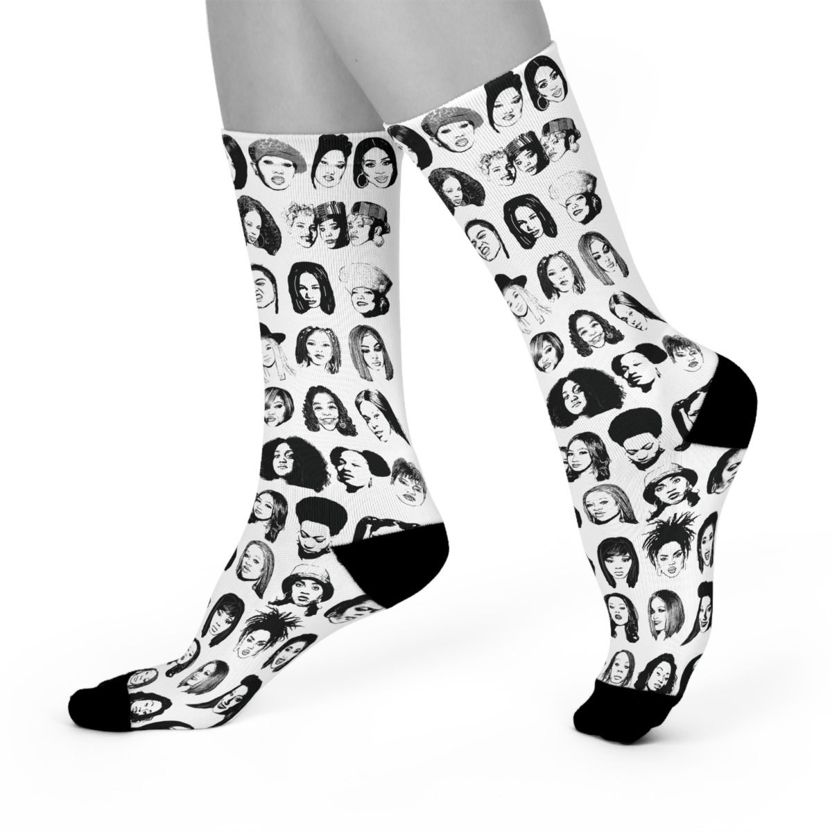 Female Rappers Crew Socks - Afrocentric Art by The Trini Gee