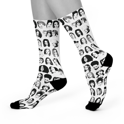 Female Rappers Crew Socks - Afrocentric Art by The Trini Gee