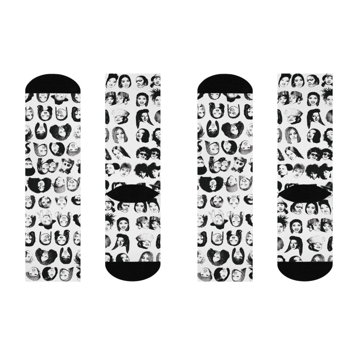 Female Rappers Crew Socks - Afrocentric Art by The Trini Gee
