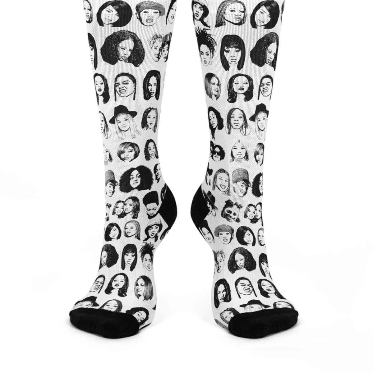 Female Rappers Crew Socks - Afrocentric Art by The Trini Gee