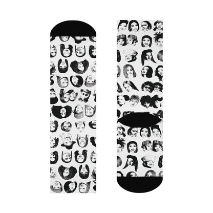 Female Rappers Crew Socks - Afrocentric Art by The Trini Gee