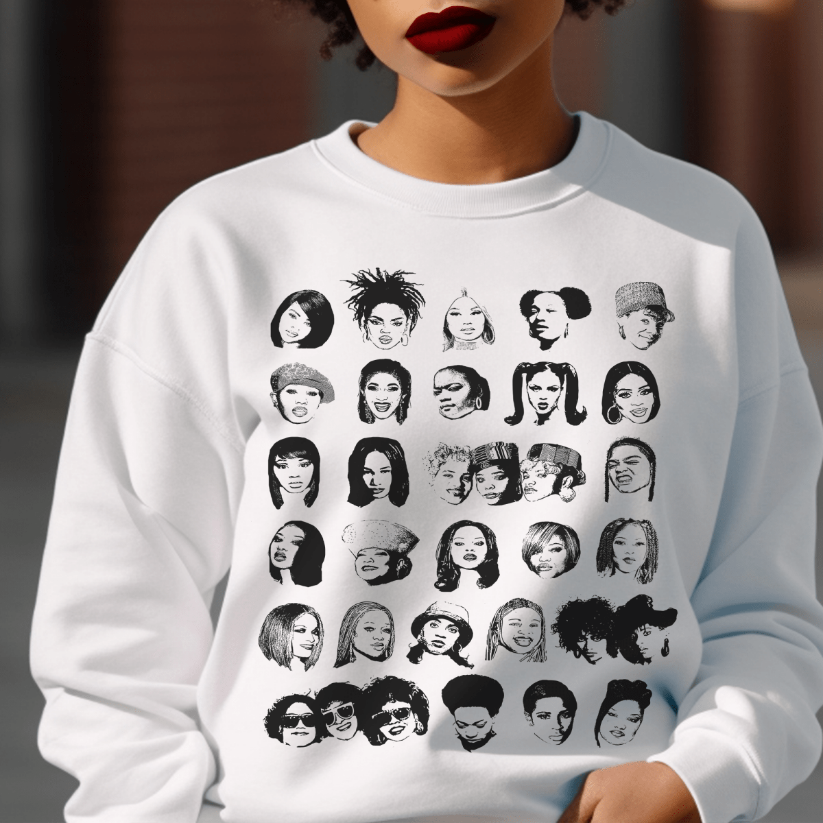 Female Rappers Sweatshirt - Afrocentric Art by The Trini Gee