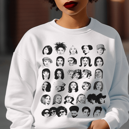 Female Rappers Sweatshirt - Afrocentric Art by The Trini Gee