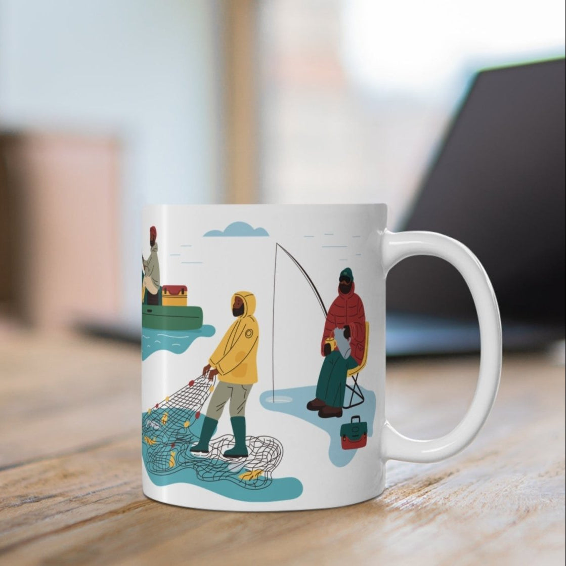 Fishing Mug - Afrocentric Art by The Trini Gee
