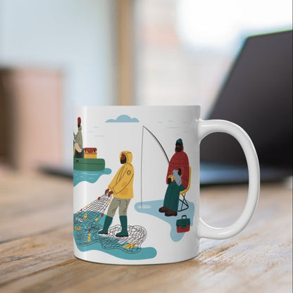 Fishing Mug - Afrocentric Art by The Trini Gee