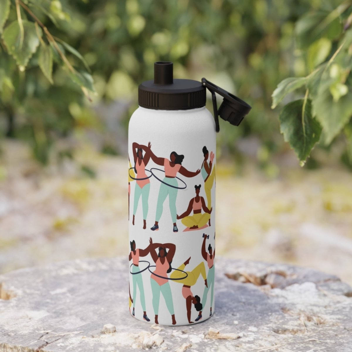 Fitness Girls 32oz Water Bottle - Afrocentric Art by The Trini Gee