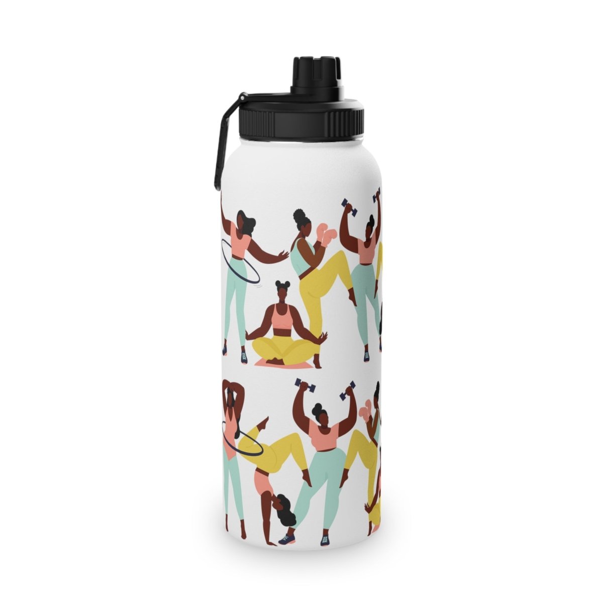 Fitness Girls 32oz Water Bottle - Afrocentric Art by The Trini Gee