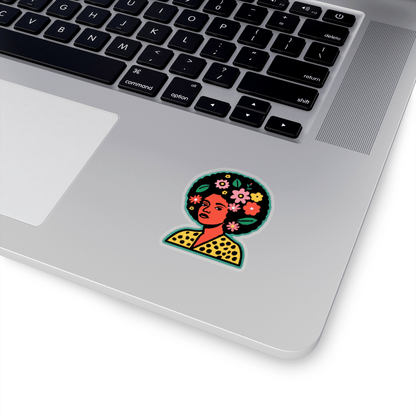 Floral Afro Beauty Sticker - Afrocentric Art by The Trini Gee
