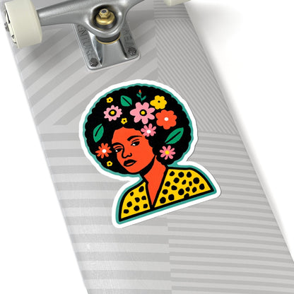 Floral Afro Beauty Sticker - Afrocentric Art by The Trini Gee