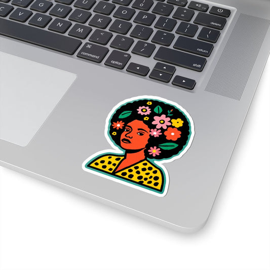 Floral Afro Beauty Sticker - Afrocentric Art by The Trini Gee