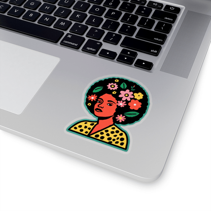 Floral Afro Beauty Sticker - Afrocentric Art by The Trini Gee