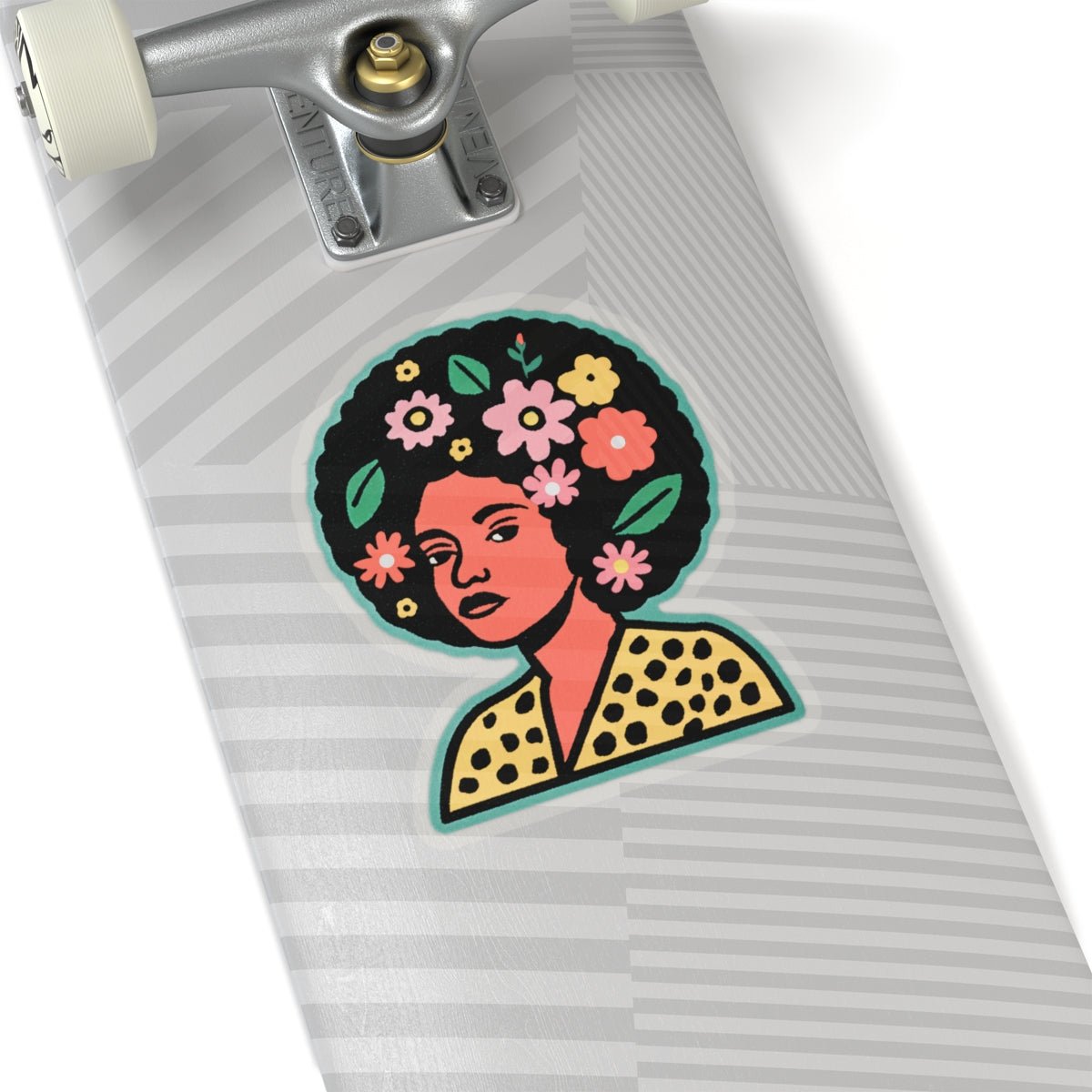 Floral Afro Beauty Sticker - Afrocentric Art by The Trini Gee