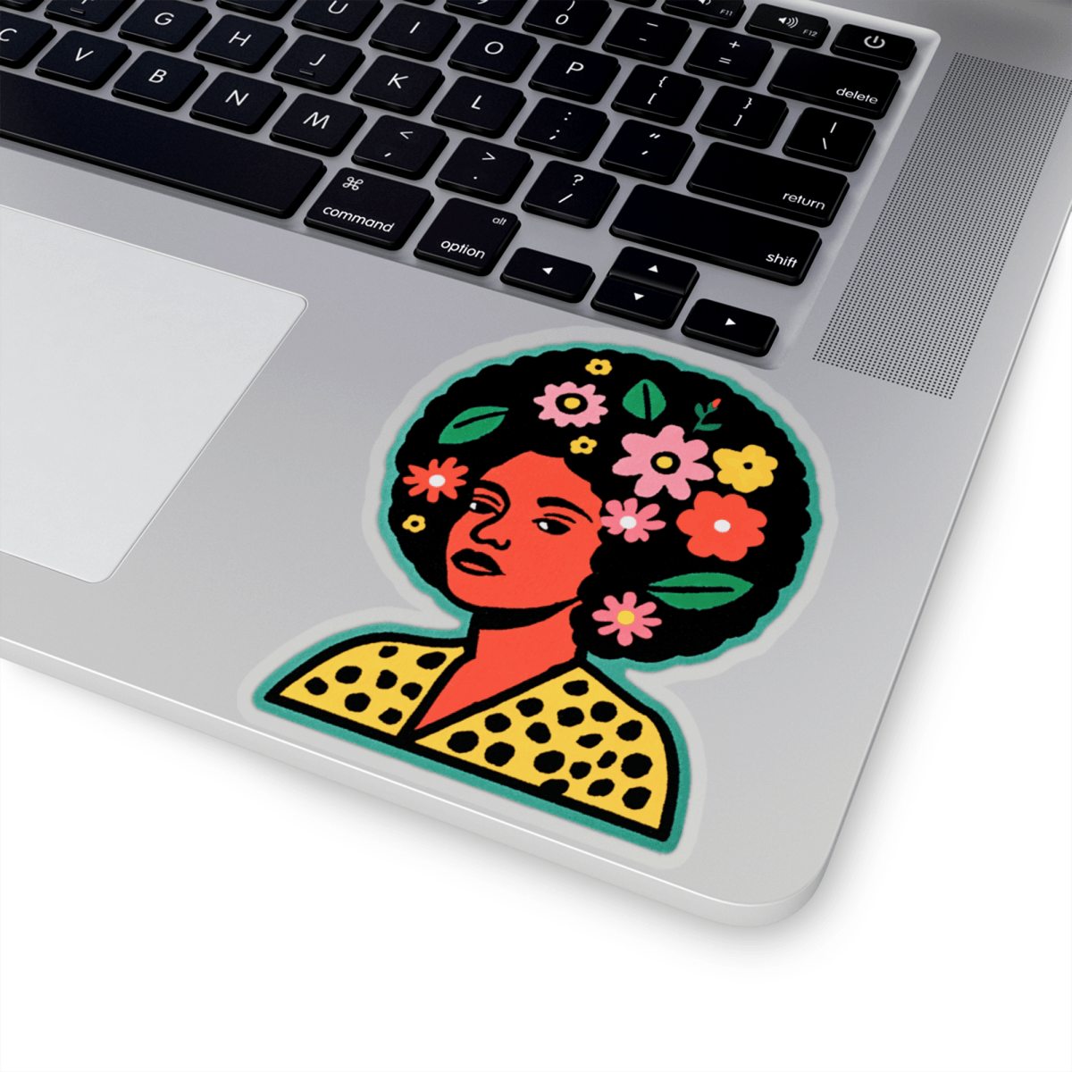 Floral Afro Beauty Sticker - Afrocentric Art by The Trini Gee