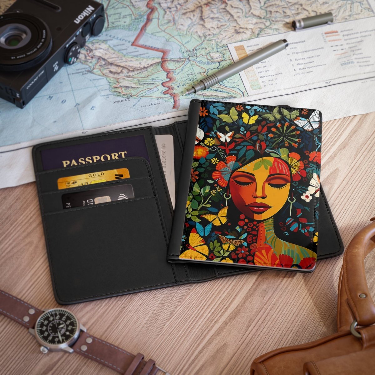 Floral Face Passport Cover - Afrocentric Art by The Trini Gee