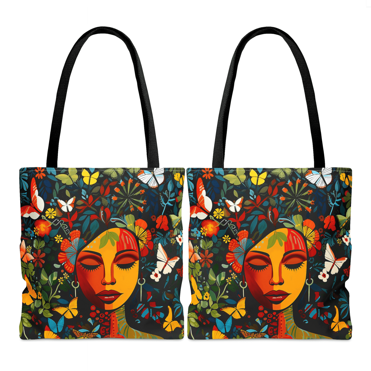 Floral Face Tote Bag - Afrocentric Art by The Trini Gee