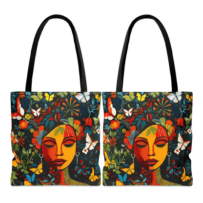 Floral Face Tote Bag - Afrocentric Art by The Trini Gee