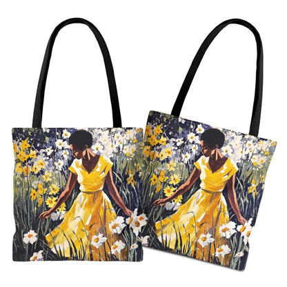 Floral Field Tote Bag - Afrocentric Art by The Trini Gee
