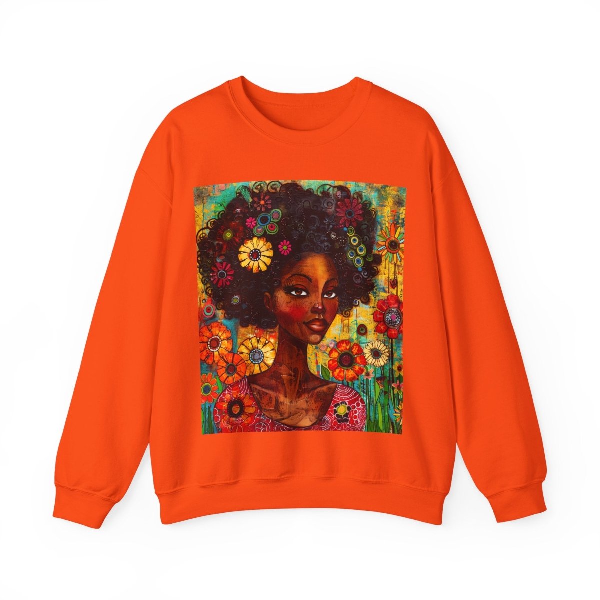 Floral Fro Sweatshirt - Afrocentric Art by The Trini Gee