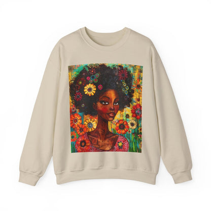 Floral Fro Sweatshirt - Afrocentric Art by The Trini Gee