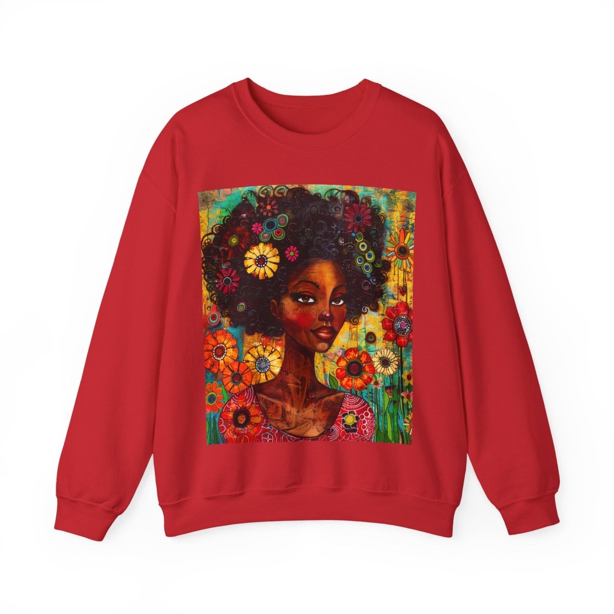 Floral Fro Sweatshirt - Afrocentric Art by The Trini Gee